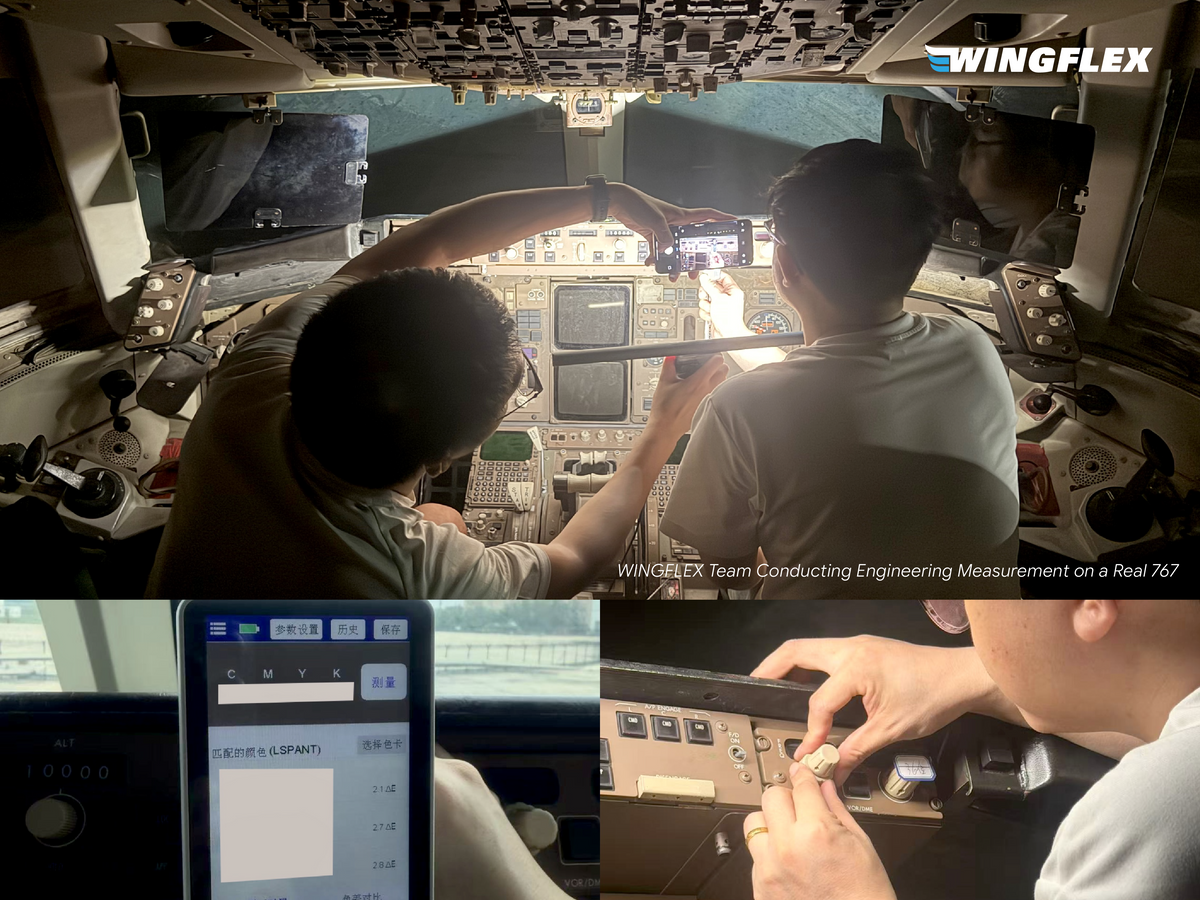 The WINGFLEX team measuring a real aircraft cockpit